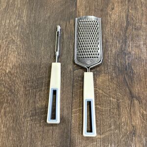 Vintage Tempo Stainless Japan Grater & Vegetable Peeler Set Retro Kitchen Tools